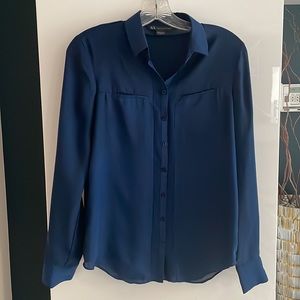 Armani Exchange Navy Blue Silk Blouse Size XS